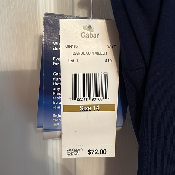 𝅺NWT Gabor Navy Bandeau Maillot swimsuit Size 14 - Picture 4 of 12